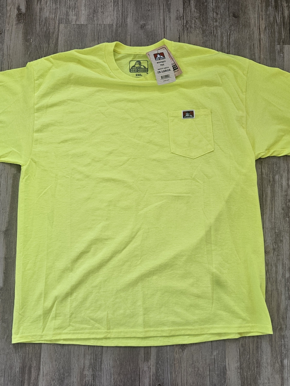 NWT Ben Davis Men's Yellow Workwear Cotton Blend Short-Sleeve Pocket Tee 2XL